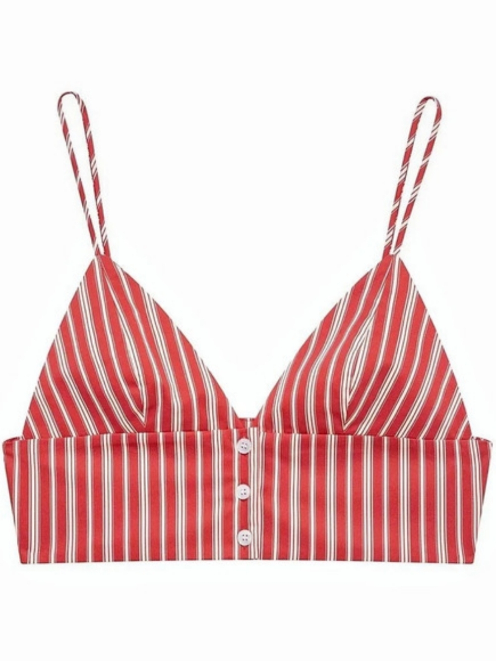 ZARA Cotton 🍬 Red & White Striped Camisole Crop Top Bralette Size Small NWOT